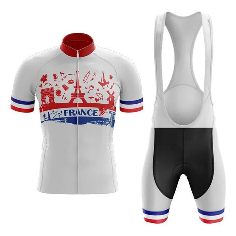 Adibike - France Men's Short Sleeve Cycling Uniform