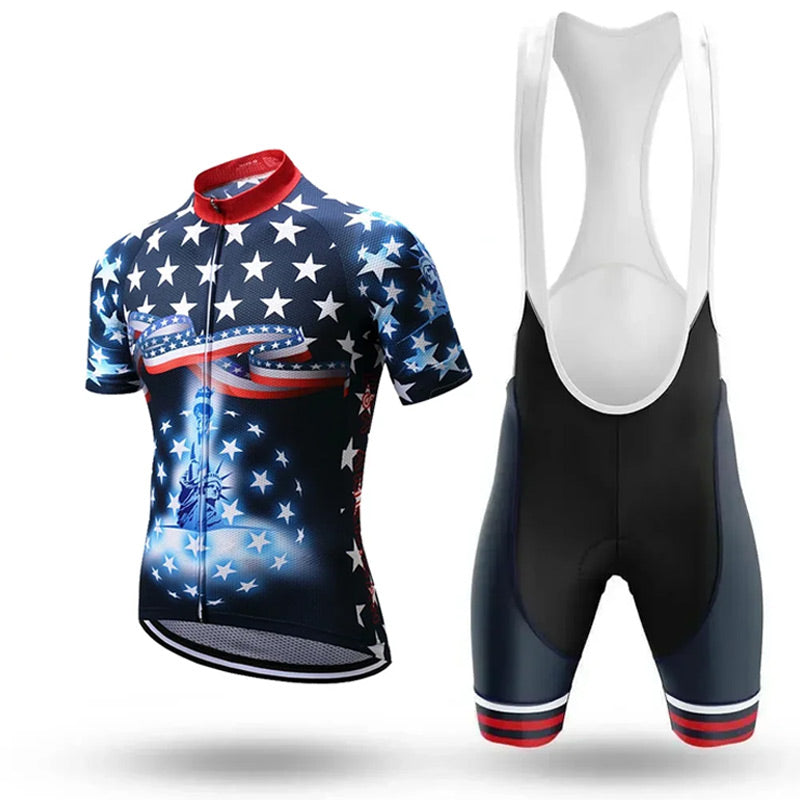 Adibike - USA Flag Statue of Liberty Men's Cycling Uniform