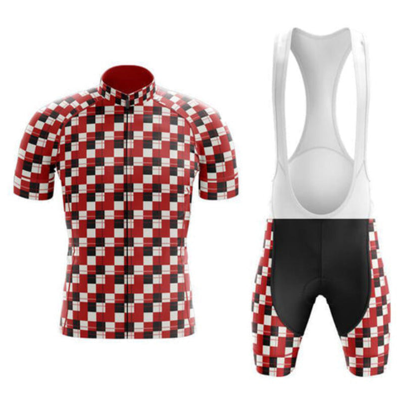 Adibike Chequered Red White Black Cycling Jersey Uniform