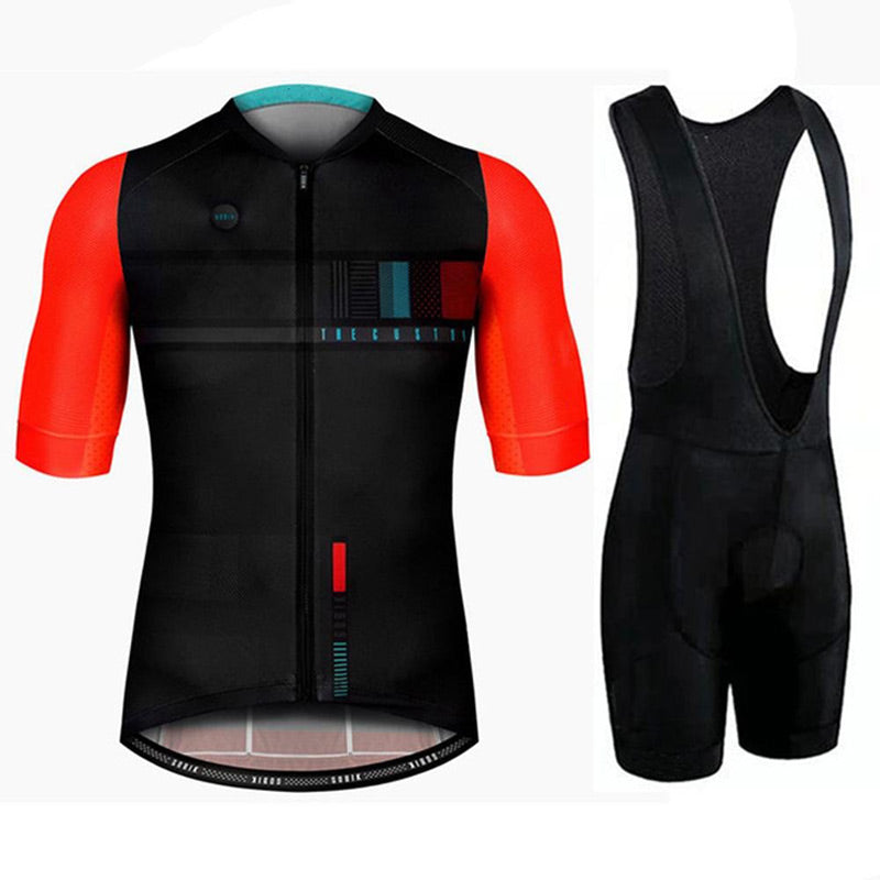 Adibike Cycling Black/Red Short Sleeve Jersey Uniform