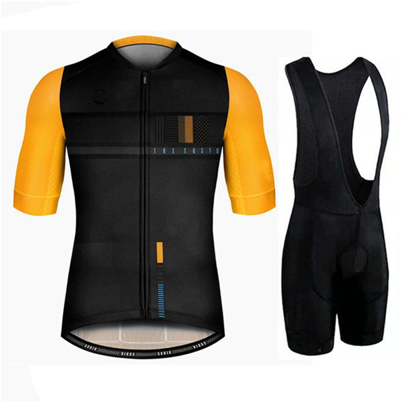 Adibike Cycling Black/Yellow Short Sleeve Jersey Uniform