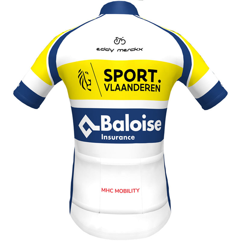 Adibike SPORT VLAANDEREN-BALOISE Short Sleeve Jersey white - blue - yellow