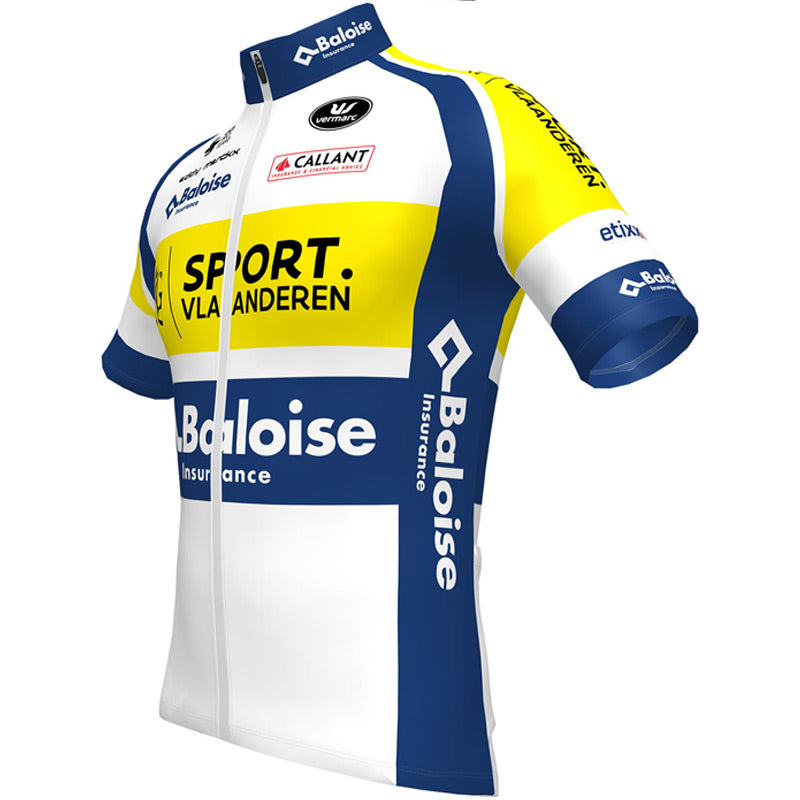 Adibike SPORT VLAANDEREN-BALOISE Short Sleeve Jersey white - blue - yellow