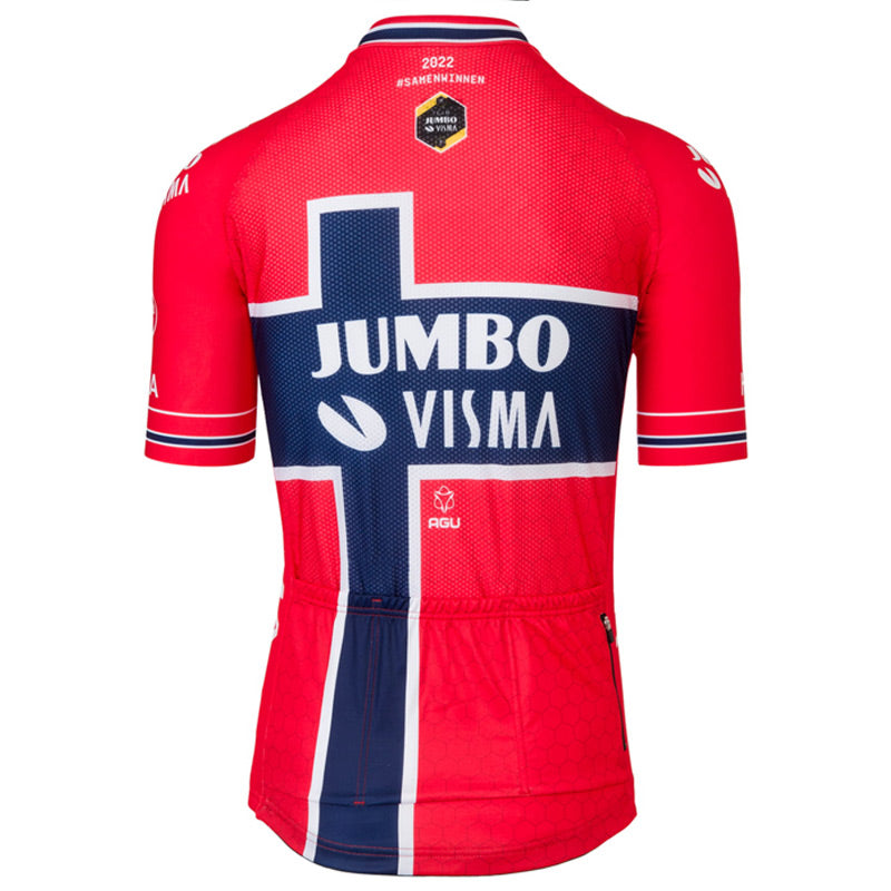 Adibike TEAM JUMBO-VISMA Short Sleeve Jersey Norwegian Champion blue - red