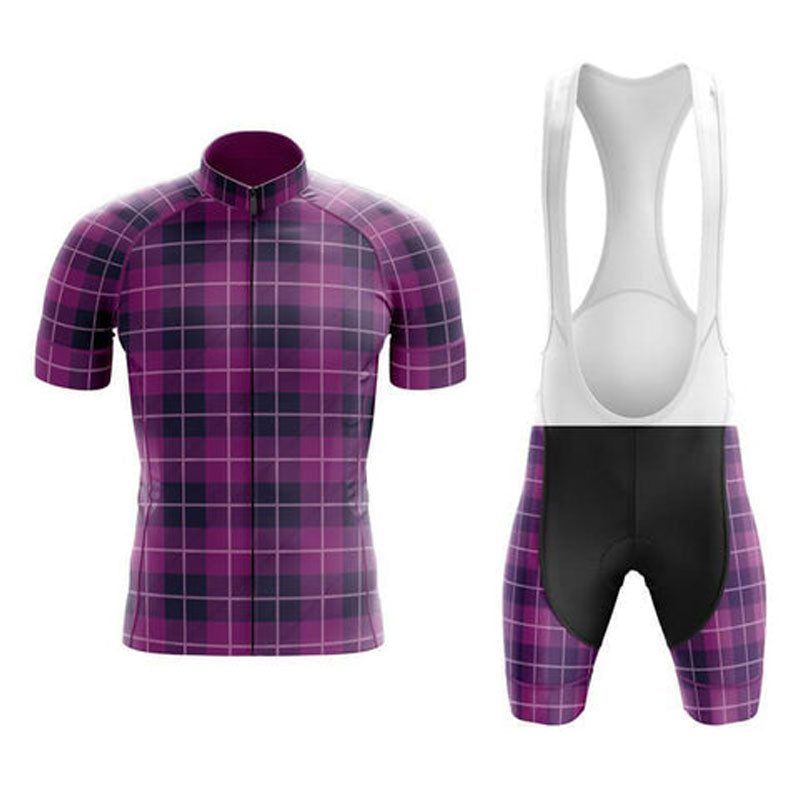 Adibike Tartan Purple Cycling Jersey Uniform