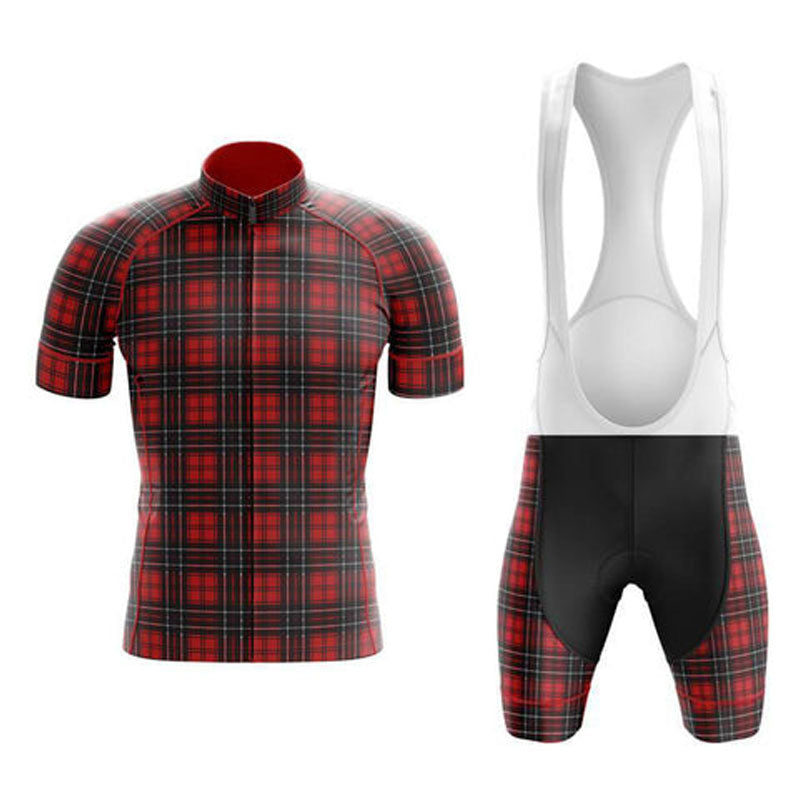Adibike Tartan Red Cycling Jersey Uniform