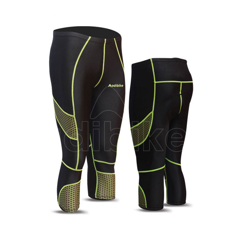 Ladies Cycling 3-4 Short Black And Fluorescent Green