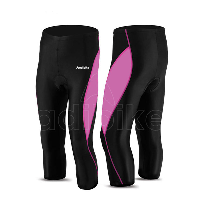 Ladies Cycling 3-4 Short Black And Fuchsia Pink