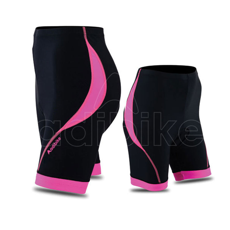 Ladies Cycling Short Black And Side Panel Magenta Pink