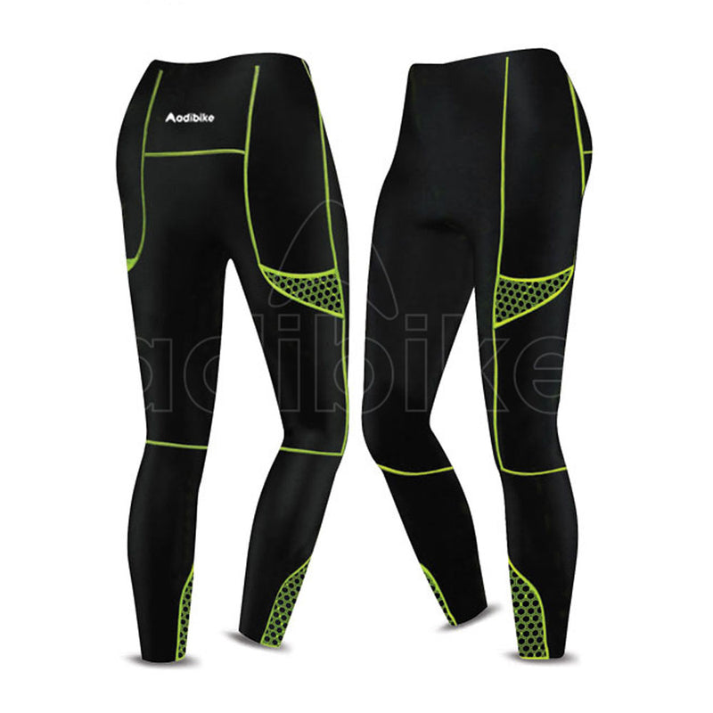 Ladies Cycling Trousers Black And Fluorescent Green
