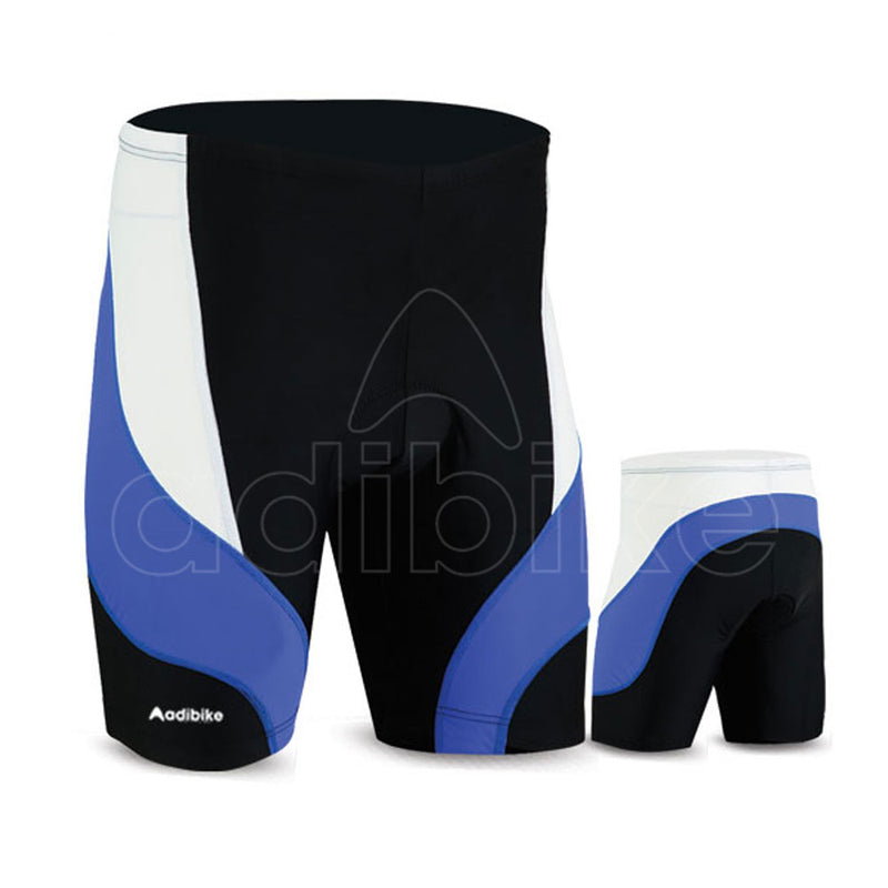 Men Bike Shorts with Padding Black Blue And White Panel