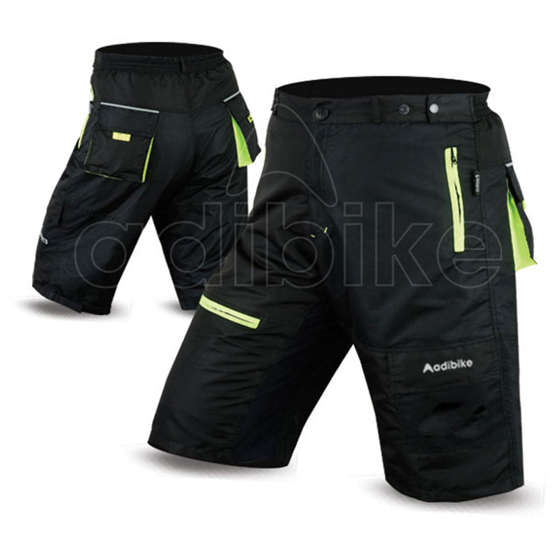 Men MTB Shorts Baggy Style Black And Lime Green