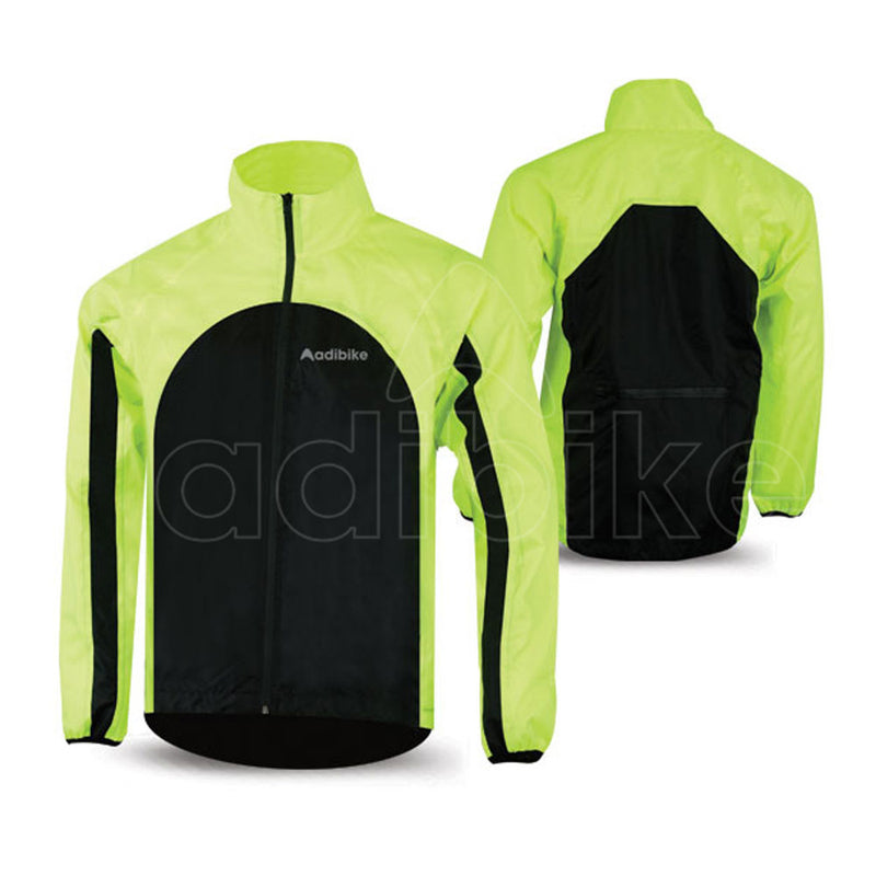Men Rain Jacket Fluorescent Green And Black