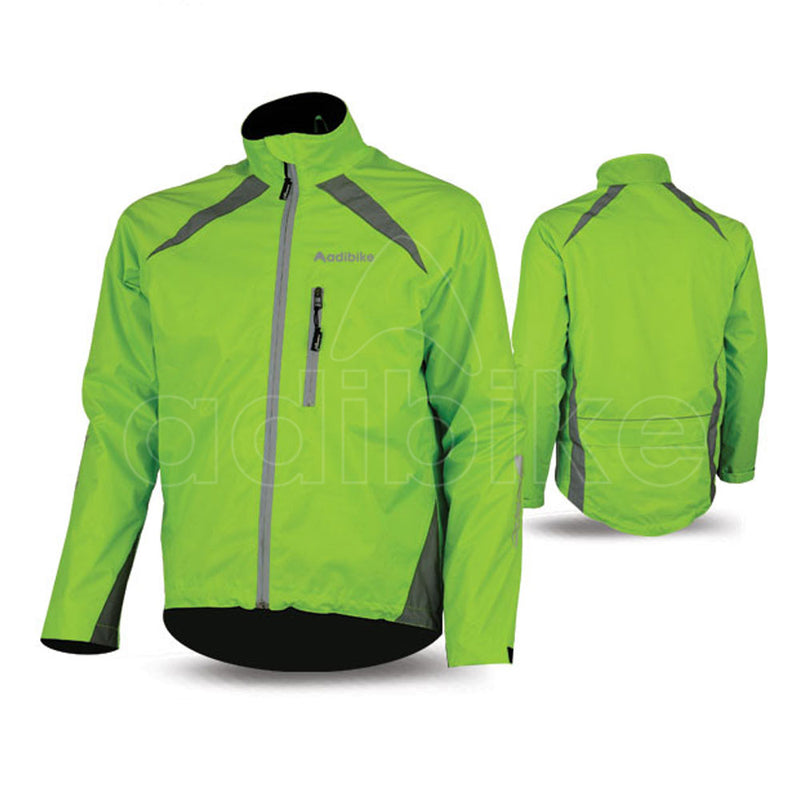 Men Rain Jacket Fluorescent Green And Grey Panel